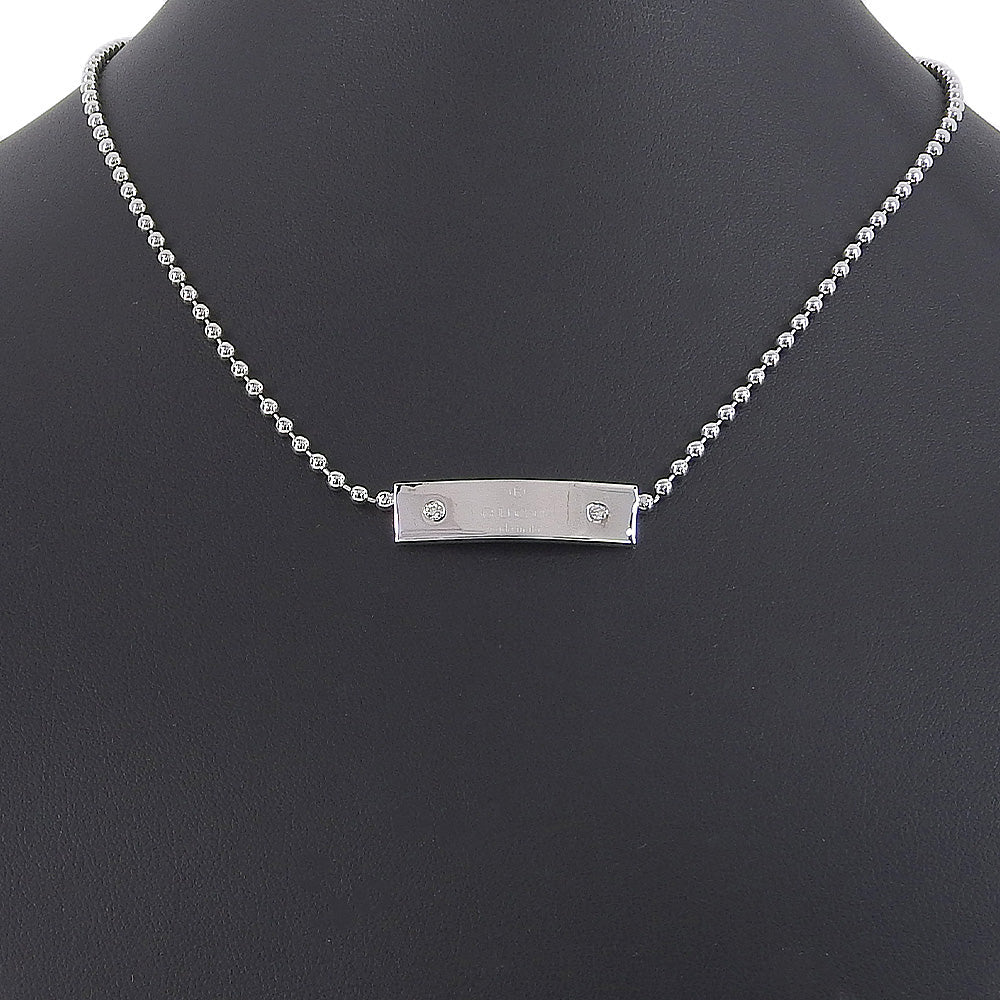GUCCI Necklace K18 White Gold, Diamond Silver unisex(Unisex) Used Authentic