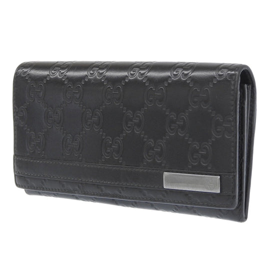 GUCCI Long Wallet Purse 233112 leather black GG Shima Women(Unisex) Used Authentic