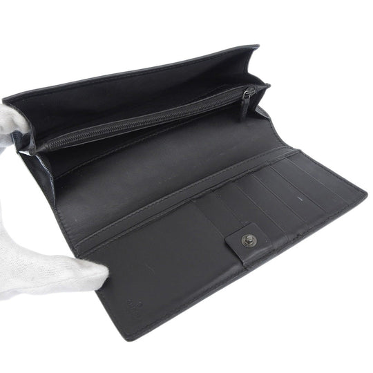GUCCI Long Wallet Purse 233112 leather black GG Shima Women(Unisex) Used Authentic