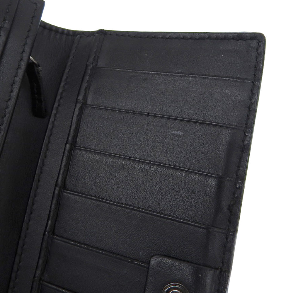 GUCCI Long Wallet Purse 233112 leather black GG Shima Women(Unisex) Used Authentic