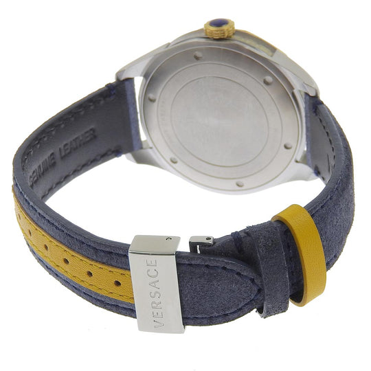 VERSACE Watches Quartz WR5 Stainless Steel , Leather gold VERA Navy dial mens Used Authentic