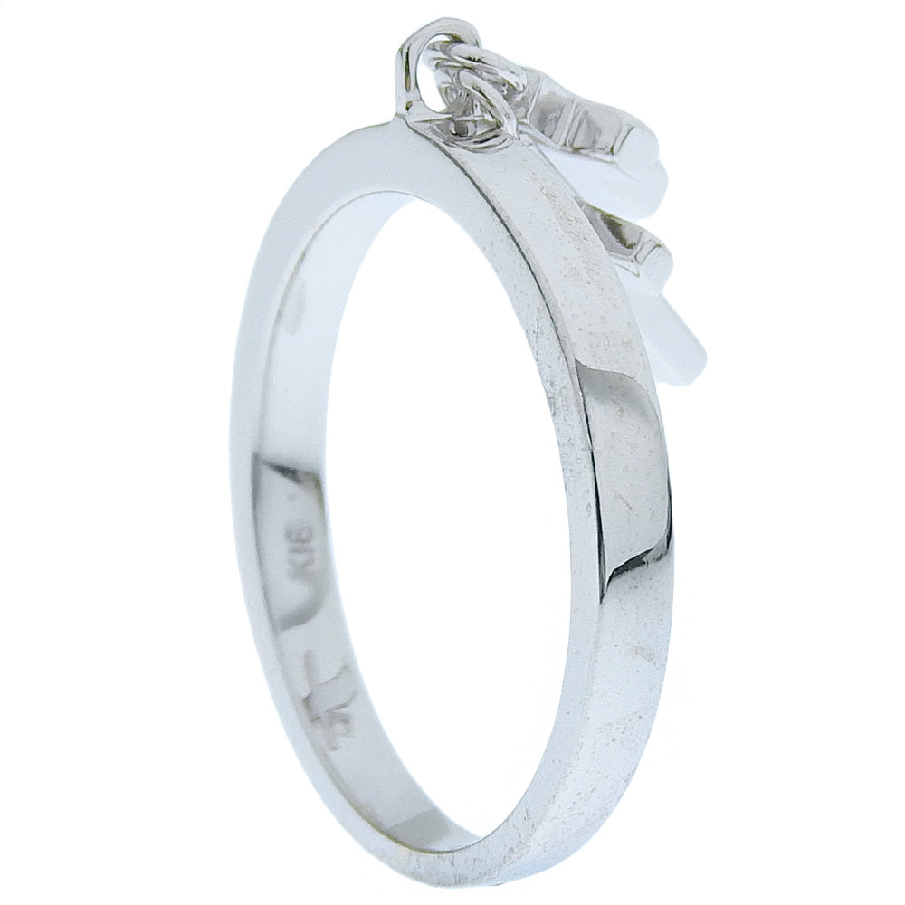 VANDOME Ring K18 White Gold, Diamond Silver Double cross Women Used Authentic