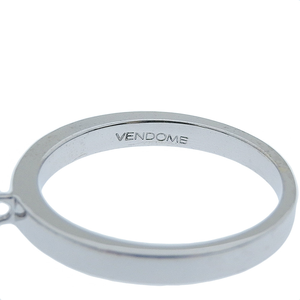 VANDOME Ring K18 White Gold, Diamond Silver Double cross Women Used Authentic