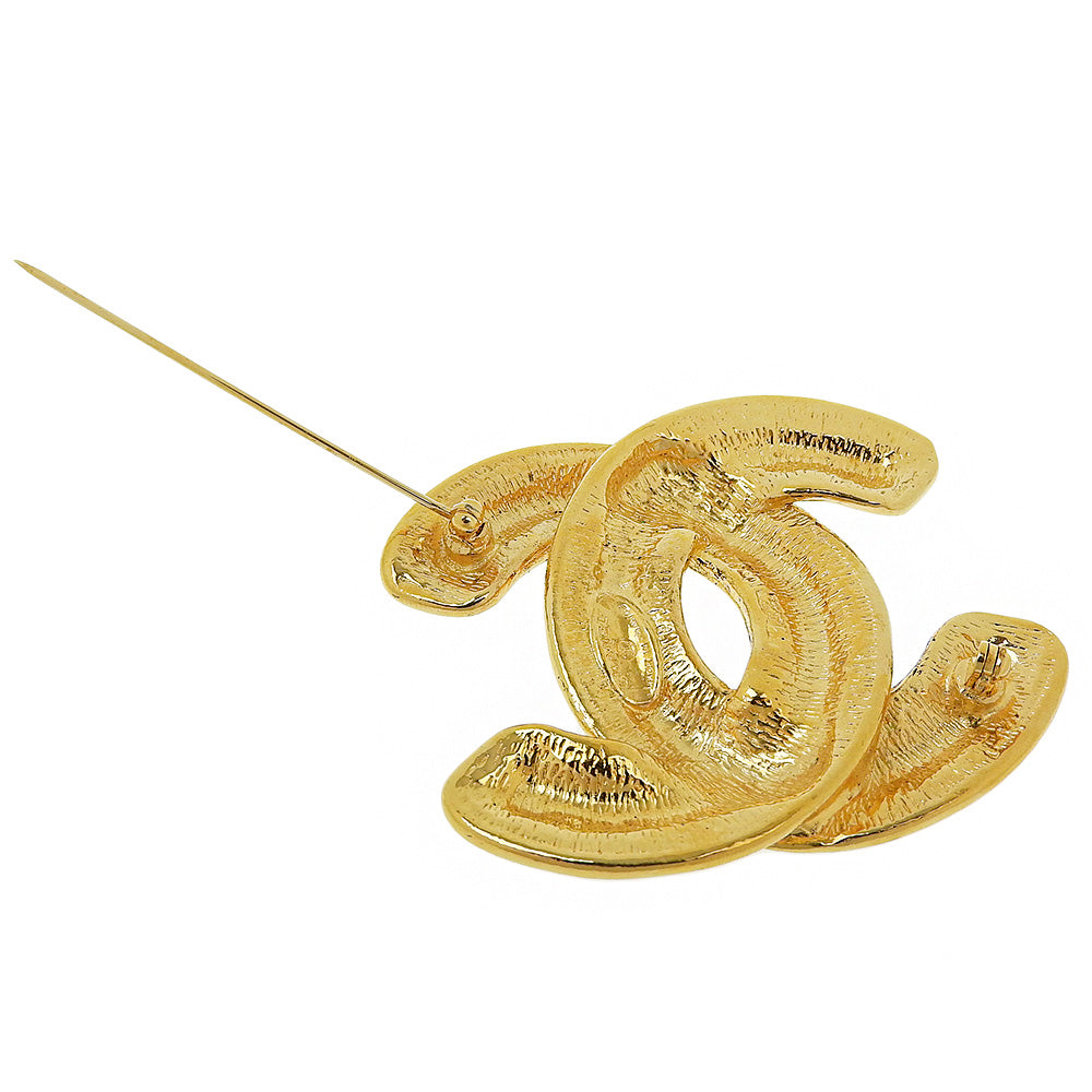 CHANEL Brooch Plated Gold gold vintage Matrasse COCO Mark Women Used Authentic