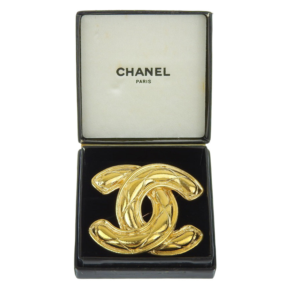 CHANEL Brooch Plated Gold gold vintage Matrasse COCO Mark Women Used Authentic