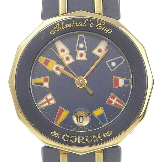 CORUM Watches Quartz 39.610.30 V050 Gun Blue, YG Navy Date Admirals cup Navy dial Women Used Authentic