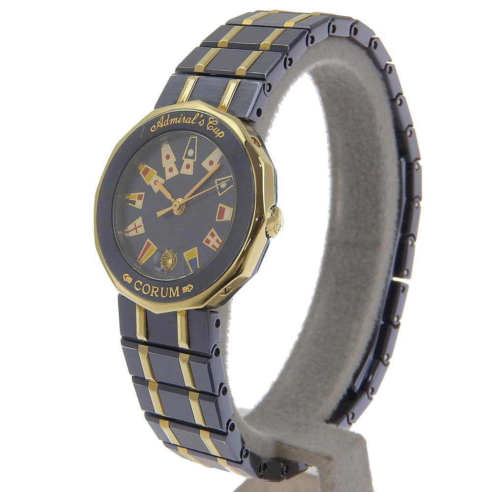 CORUM Watches Quartz 39.610.30 V050 Gun Blue, YG Navy Date Admirals cup Navy dial Women Used Authentic