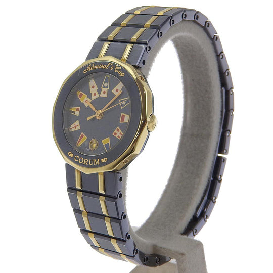 CORUM Watches Quartz 39.610.30 V050 Gun Blue, YG Navy Date Admirals cup Navy dial Women Used Authentic