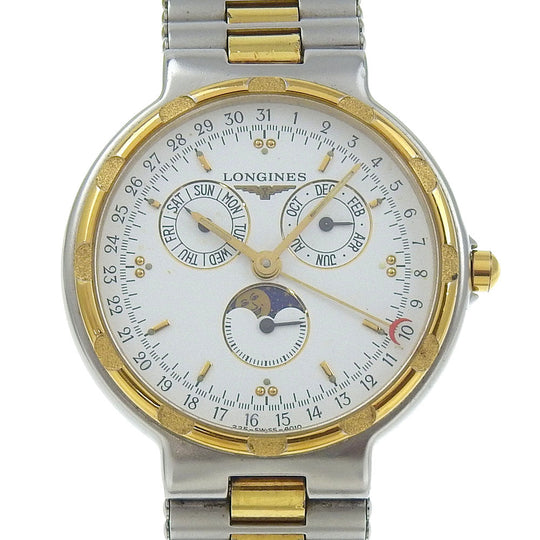 LONGINES Watches Quartz 4010 Stainless Steel Silver Moon phase Conquest White dial