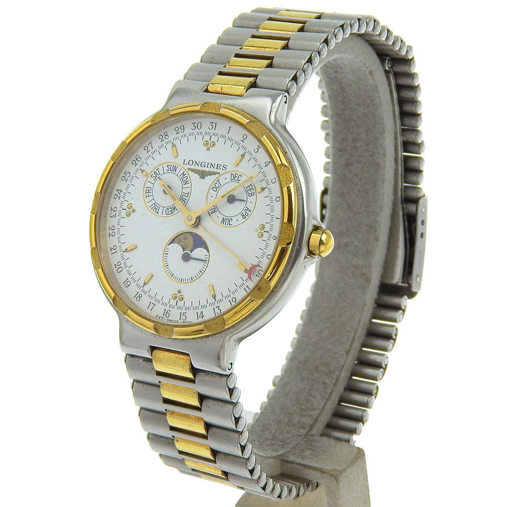 LONGINES Watches Quartz 4010 Stainless Steel Silver Moon phase Conquest White dial