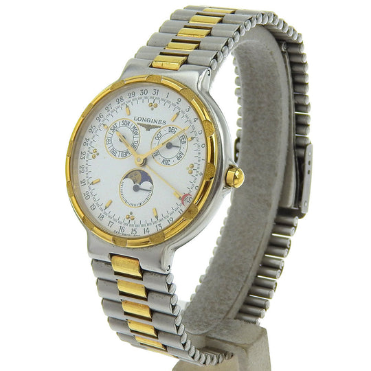 LONGINES Watches Quartz 4010 Stainless Steel Silver Moon phase Conquest White dial