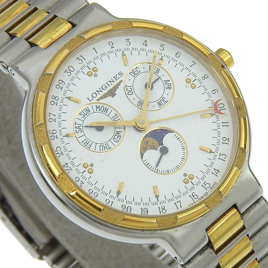 LONGINES Watches Quartz 4010 Stainless Steel Silver Moon phase Conquest White dial