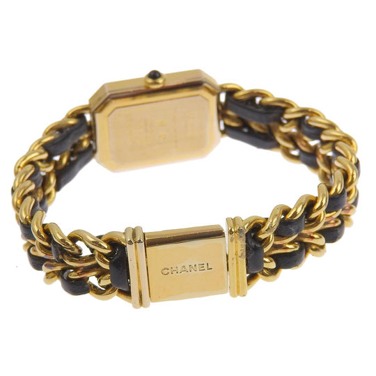 CHANEL Watches Quartz H0001 Plated Gold , Leather black Premiere L black dial Women Used Authentic