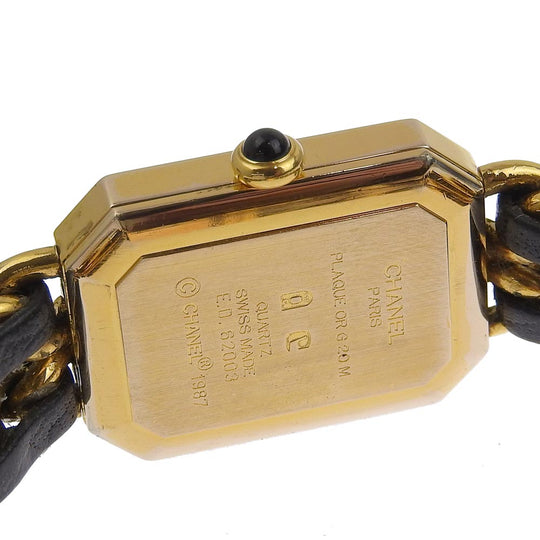 CHANEL Watches Quartz H0001 Plated Gold , Leather black Premiere L black dial Women Used Authentic