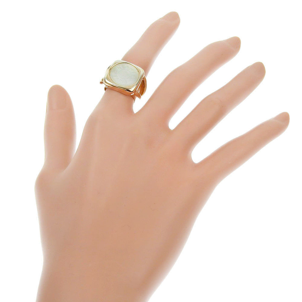 HERMES Ring Plated Gold, White Shell gold corozoserie Women Used Authentic