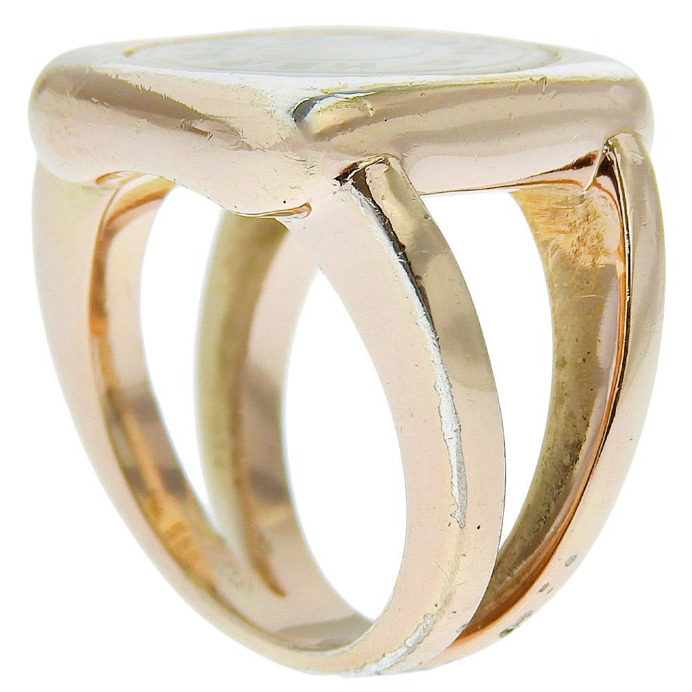 HERMES Ring Plated Gold, White Shell gold corozoserie Women Used Authentic