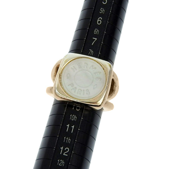 HERMES Ring Plated Gold, White Shell gold corozoserie Women Used Authentic