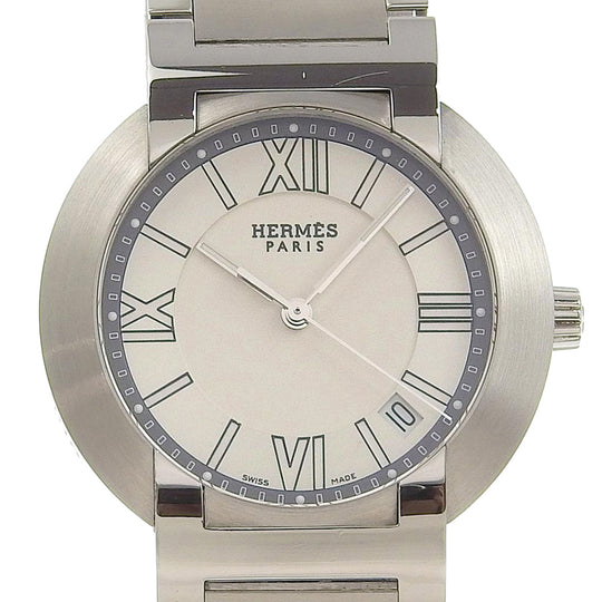 HERMES Watches Quartz NO1.710 Stainless Steel Silver Nomad White dial mens Used Authentic