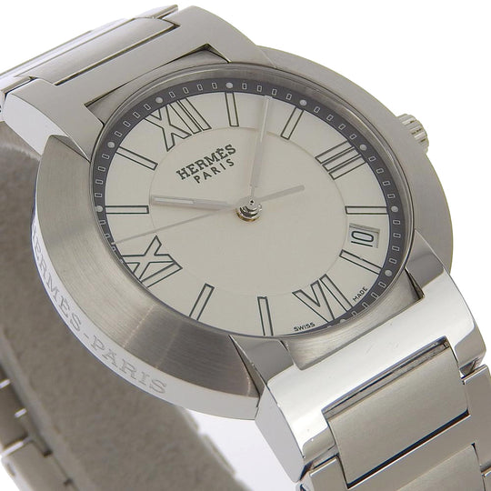 HERMES Watches Quartz NO1.710 Stainless Steel Silver Nomad White dial mens Used Authentic