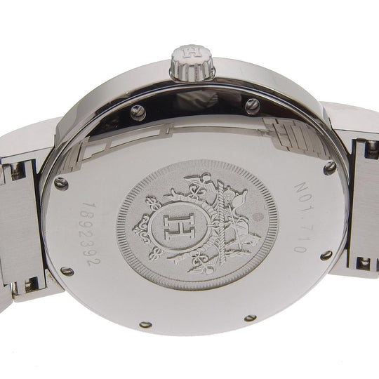 HERMES Watches Quartz NO1.710 Stainless Steel Silver Nomad White dial mens Used Authentic