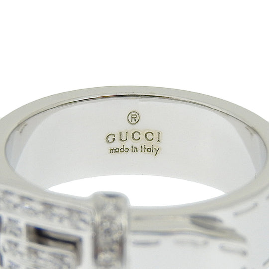 GUCCI Ring K18 White Gold, Diamond White gold belt ring Women 11 Used Authentic
