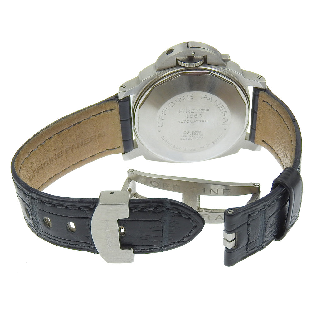 PANERAI Watches Mechanical Automatic PAM00119 Stainless Steel , Leather Silver Luminor Marina Blue dial mens Used Authentic