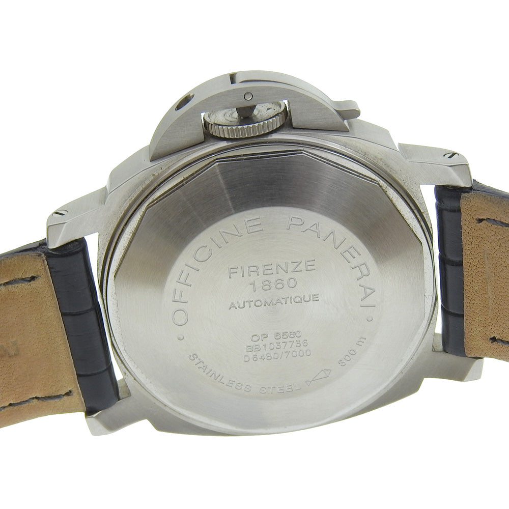 PANERAI Watches Mechanical Automatic PAM00119 Stainless Steel , Leather Silver Luminor Marina Blue dial mens Used Authentic