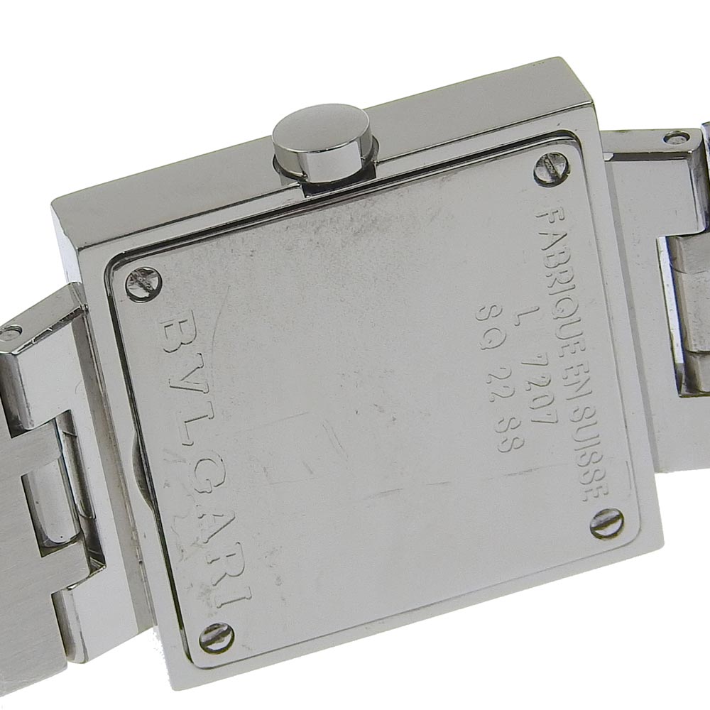 BVLGARI Watches Quartz SQ22SS Stainless Steel Silver Quadlard black dial Women Used Authentic