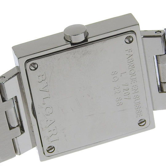 BVLGARI Watches Quartz SQ22SS Stainless Steel Silver Quadlard black dial Women Used Authentic