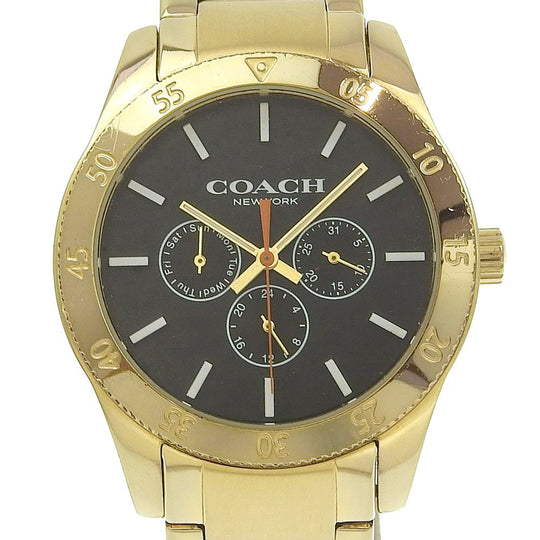 COACH Watches Quartz CA133.2.95.1754 Plated Gold black Day date black dial mens Used Authentic