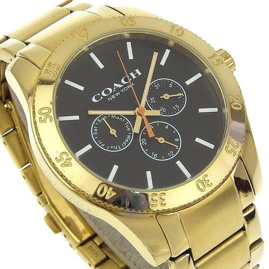 COACH Watches Quartz CA133.2.95.1754 Plated Gold black Day date black dial mens Used Authentic