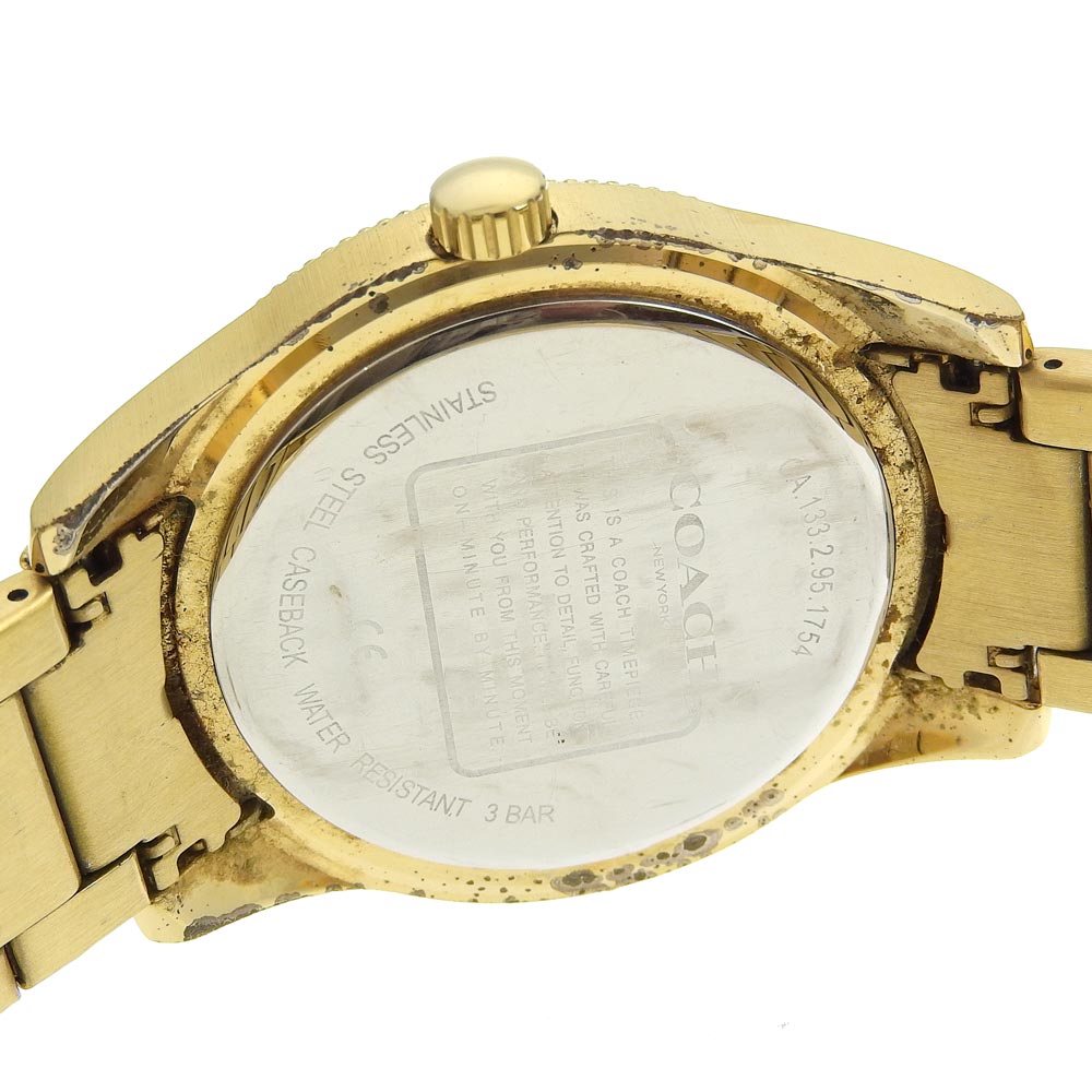 COACH Watches Quartz CA133.2.95.1754 Plated Gold black Day date black dial mens Used Authentic