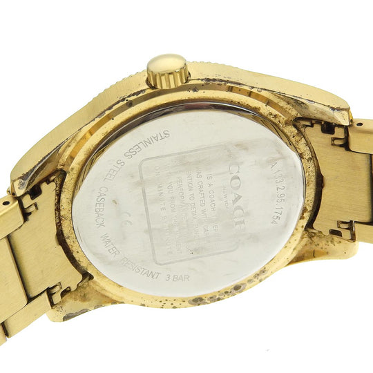 COACH Watches Quartz CA133.2.95.1754 Plated Gold black Day date black dial mens Used Authentic