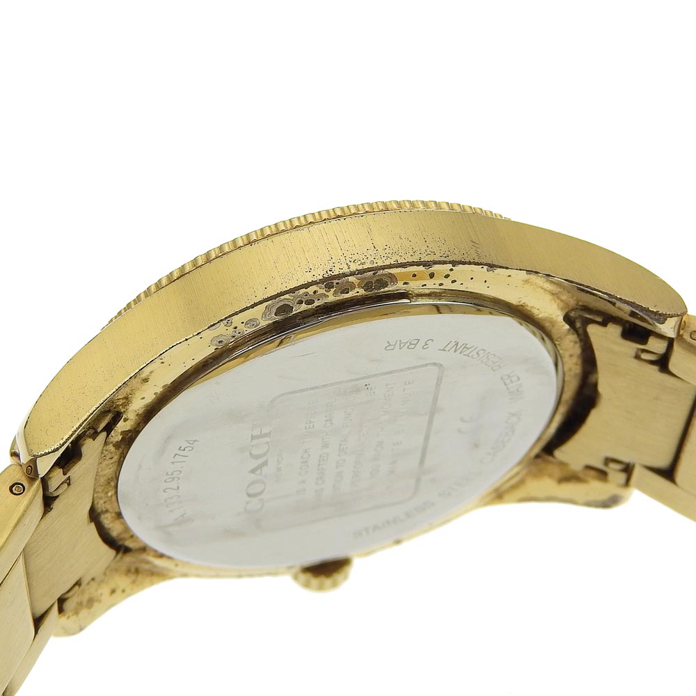 COACH Watches Quartz CA133.2.95.1754 Plated Gold black Day date black dial mens Used Authentic