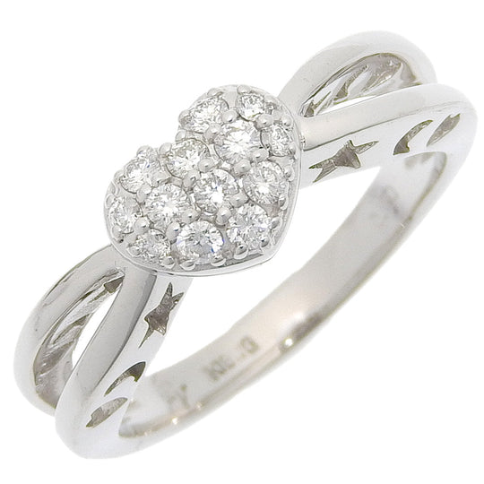 Ponte Vecchio Ring K18 White Gold, Diamond Silver heart Women Used Authentic