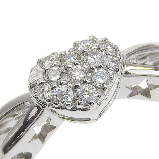 Ponte Vecchio Ring K18 White Gold, Diamond Silver heart Women Used Authentic