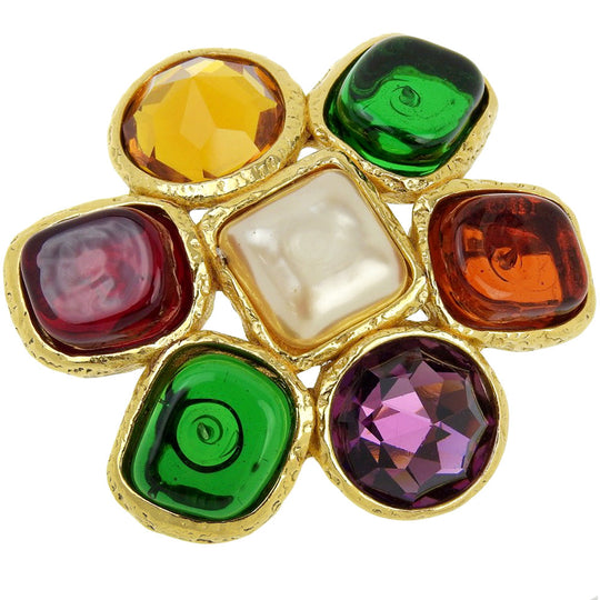 CHANEL Brooch Plated Gold gold Gripoa Women Used Authentic