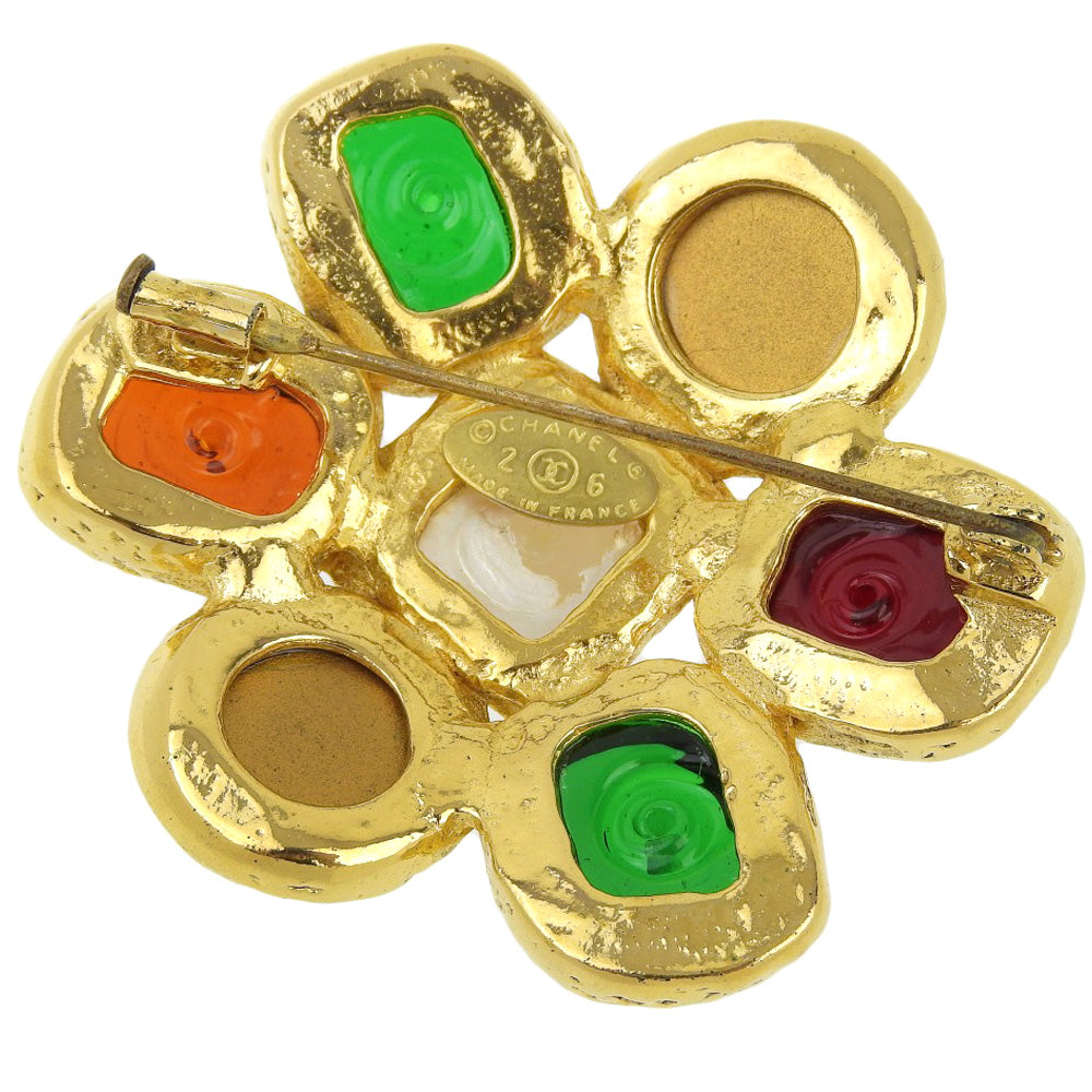 CHANEL Brooch Plated Gold gold Gripoa Women Used Authentic