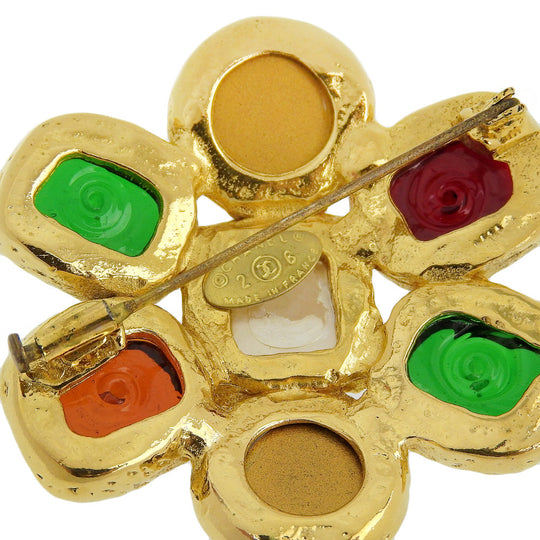 CHANEL Brooch Plated Gold gold Gripoa Women Used Authentic