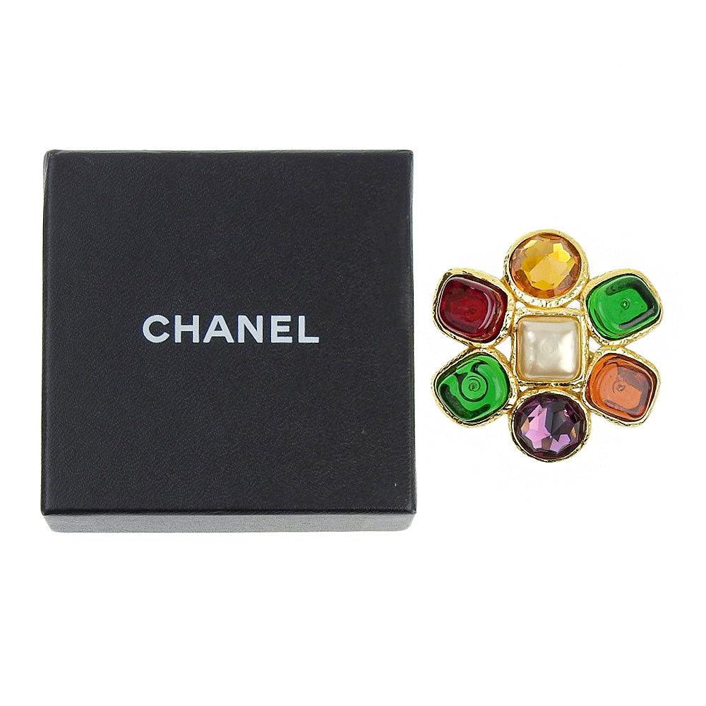 CHANEL Brooch Plated Gold gold Gripoa Women Used Authentic