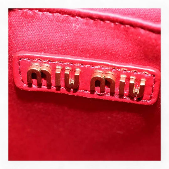 Miu Miu Matelasse Leather Handbag 5BA277 Red Women's