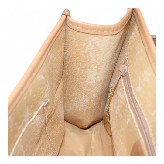 CELINE Macadam Canvas Shoulder Bag PVC Leather Brown Gold Women Vintage Crossbody