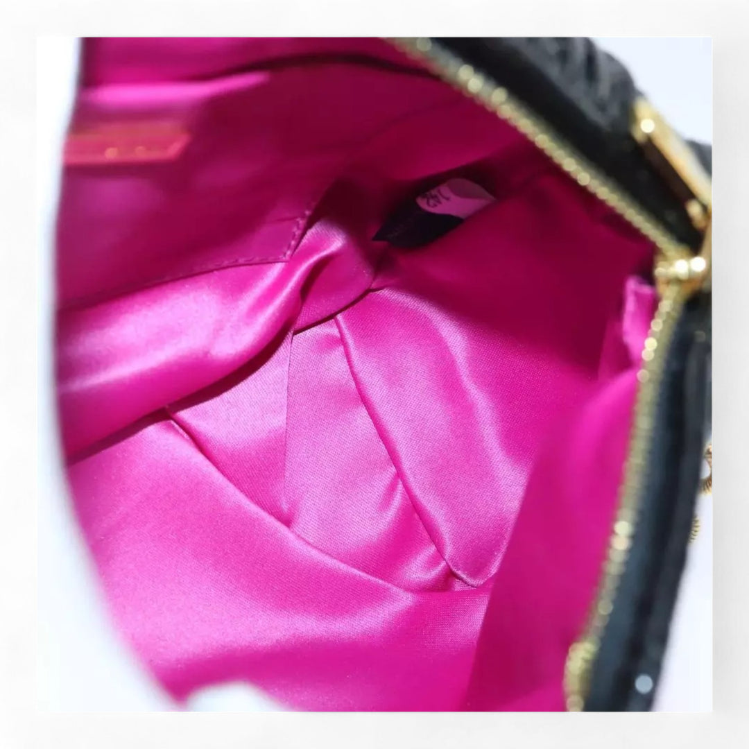 Miu Miu Chain Shoulder Bag Leather Black Pink Women 89796