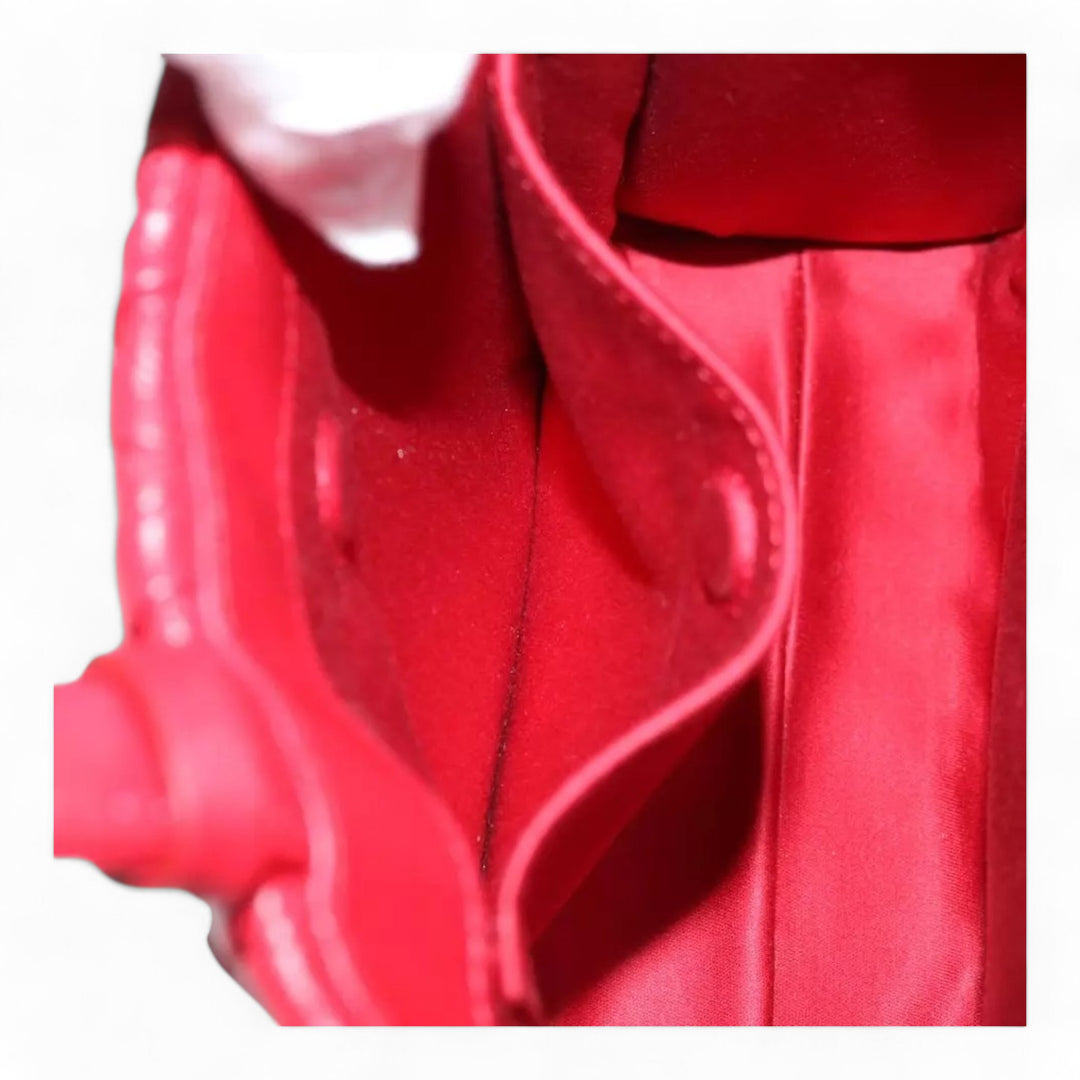 Miu Miu Matelasse Leather Handbag 5BA277 Red Women's