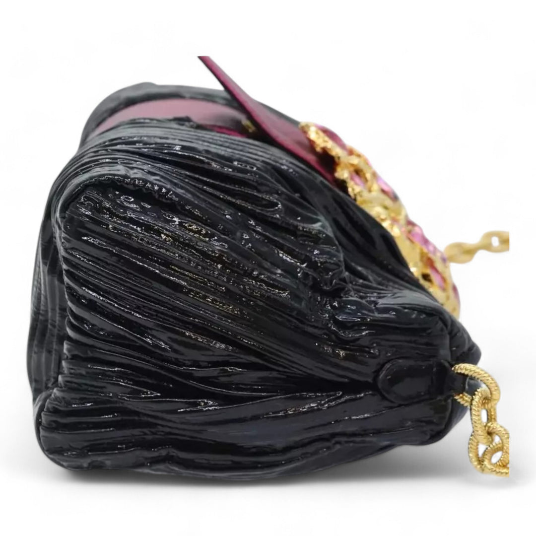 Miu Miu Chain Shoulder Bag Leather Black Pink Women 89796