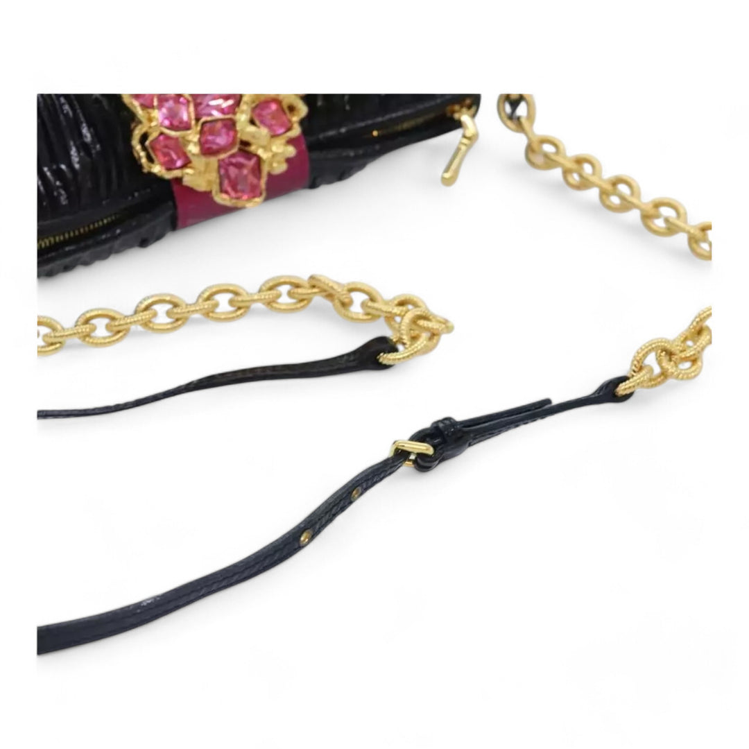 Miu Miu Chain Shoulder Bag Leather Black Pink Women 89796