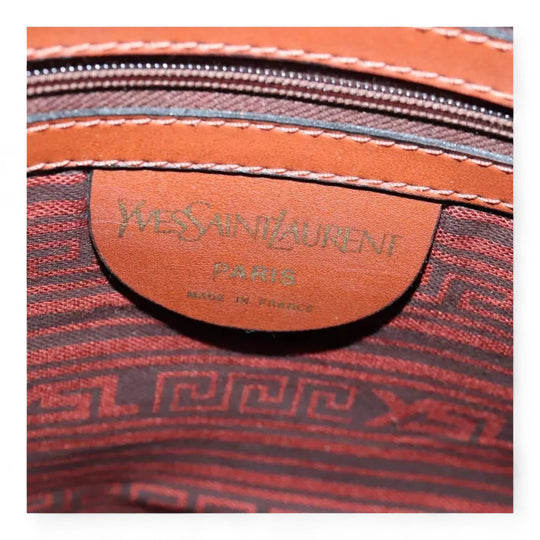Saint Laurent Boston Duffle Bag Canvas Leather Brown Vintage YSL