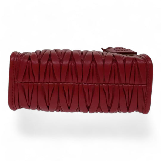 Miu Miu Matelasse Leather Handbag 5BA277 Red Women's