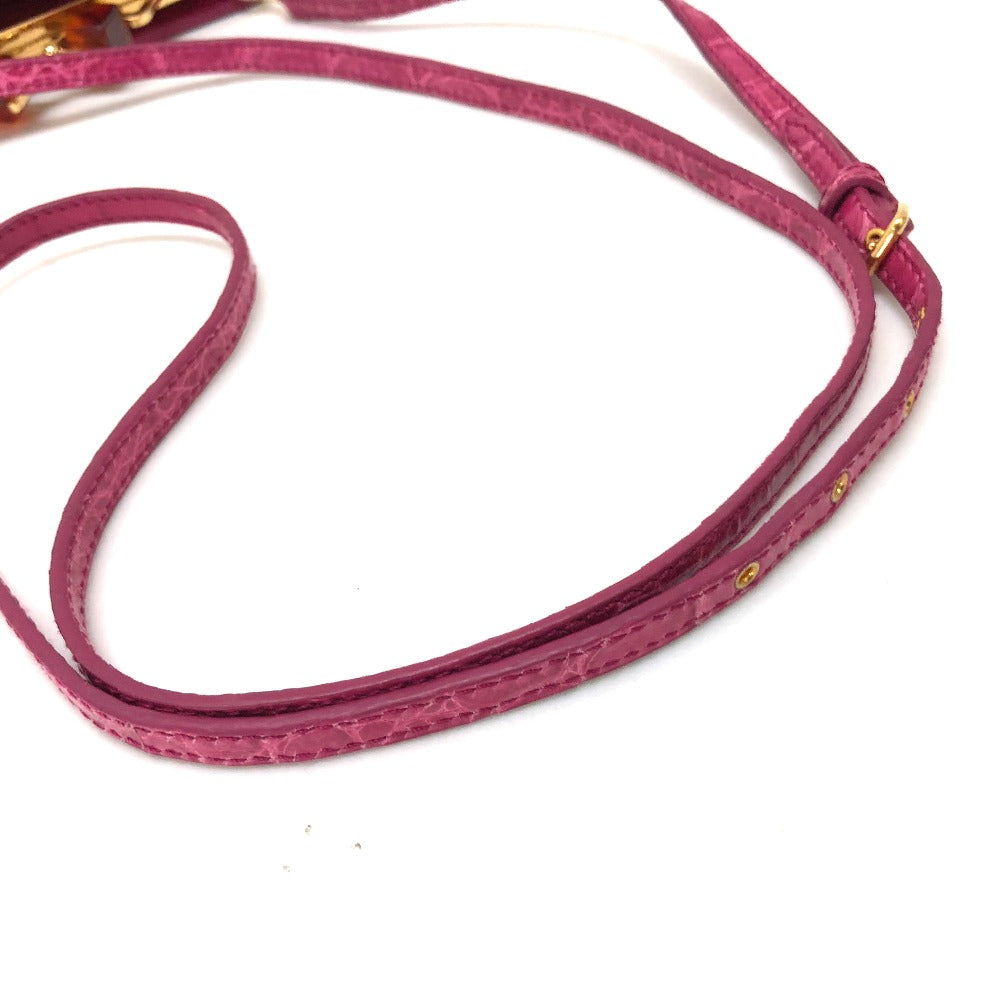 MIUMIU Shoulder Bag leather pink Gamaguchi Women Used Authentic