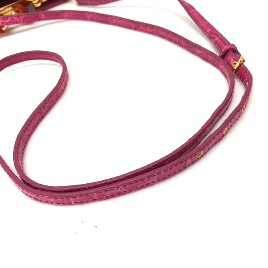 MIUMIU Shoulder Bag leather pink Gamaguchi Women Used Authentic